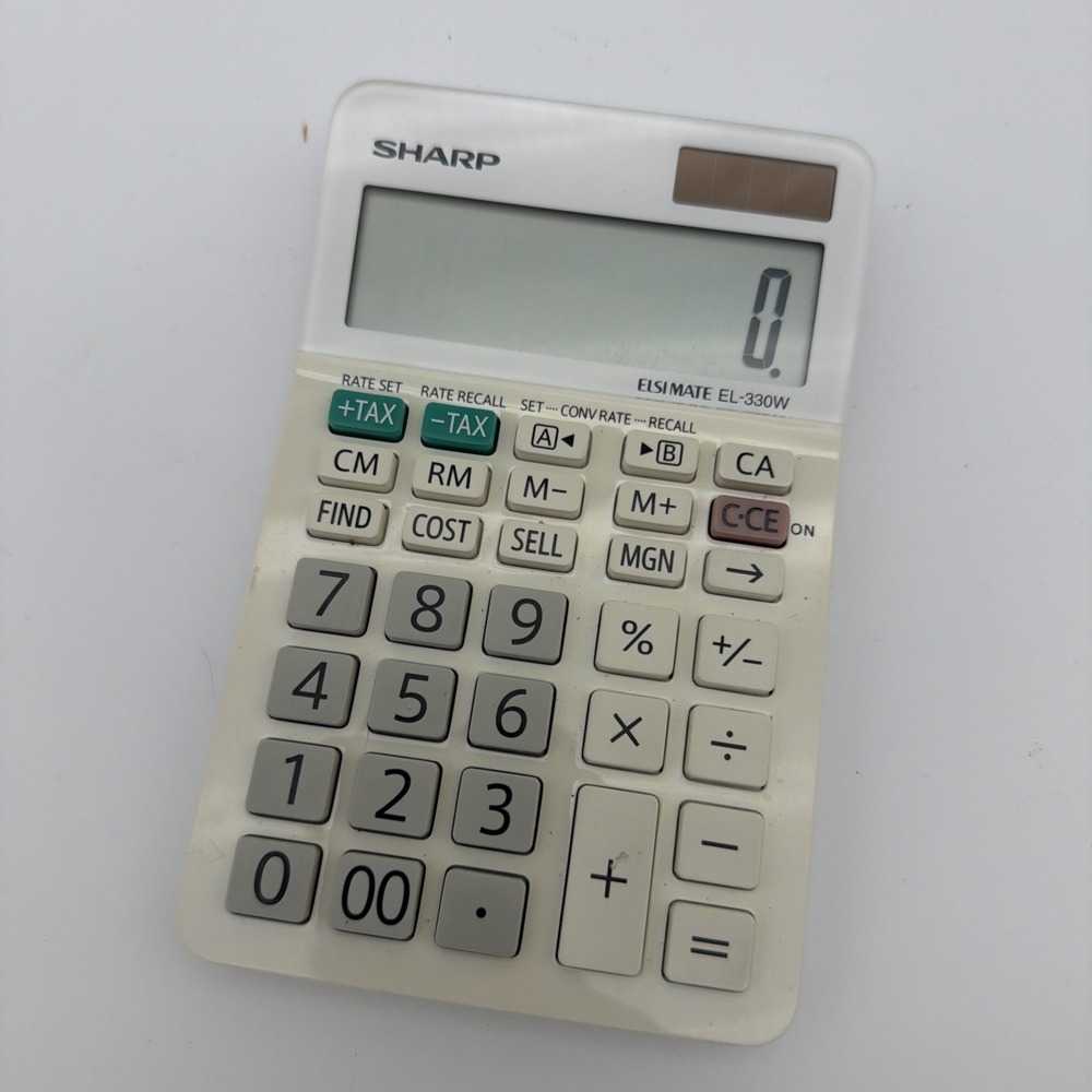 Sharp Calculator Elsimate EL-330W 10-Digit Twin Power Solar Desktop Tax Business